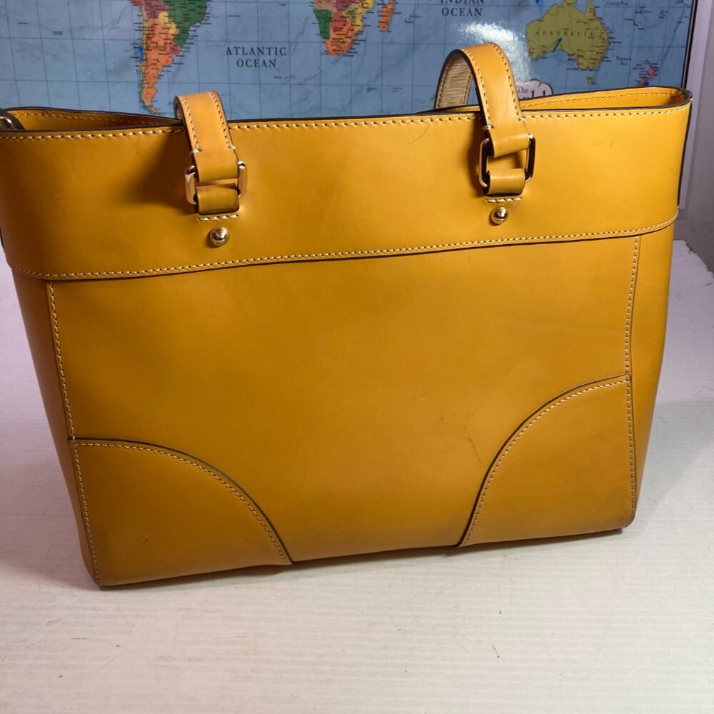 DOONEY & BOURKE Beacon Zip Tote Dandelion Yellow European Vacchetta Leather - Picture 9 of 16